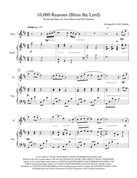 10 000 Reasons Bless The Lord Flute Piano Accompaniment Page 2