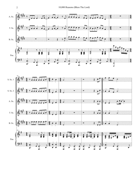 10 000 Reasons Bless The Lord For Saxophone Quintet Page 2