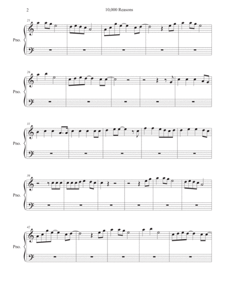 10 000 Reasons Easy Key Of C Easy Piano Page 2
