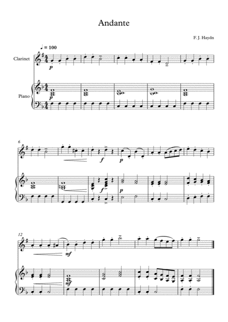 10 Easy Classical Pieces For Clarinet Piano Vol 4 Page 2