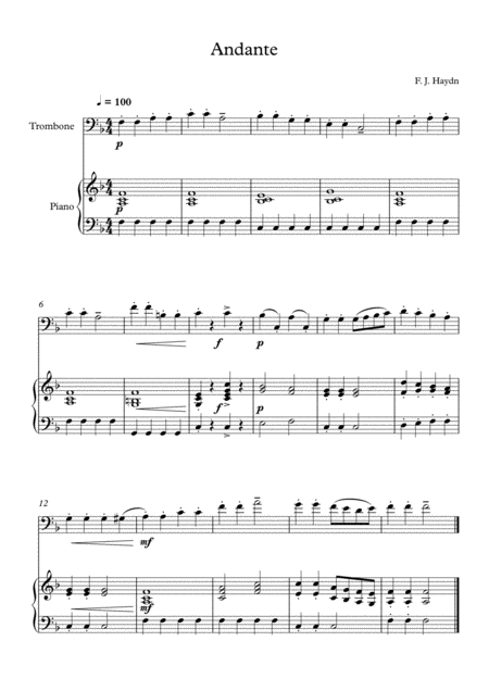 10 Easy Classical Pieces For Trombone Piano Vol 4 Page 2