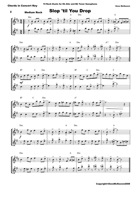 10 Rock Duets For Alto And Tenor Saxophone Page 2