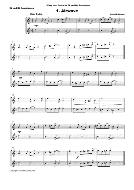 11 Easy Jazz Duets For Alto And Tenor Saxophone Page 2