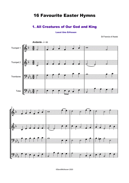 16 Favourite Easter Hymns For Brass Quartet Two Trumpets Trombone And Tuba Page 2