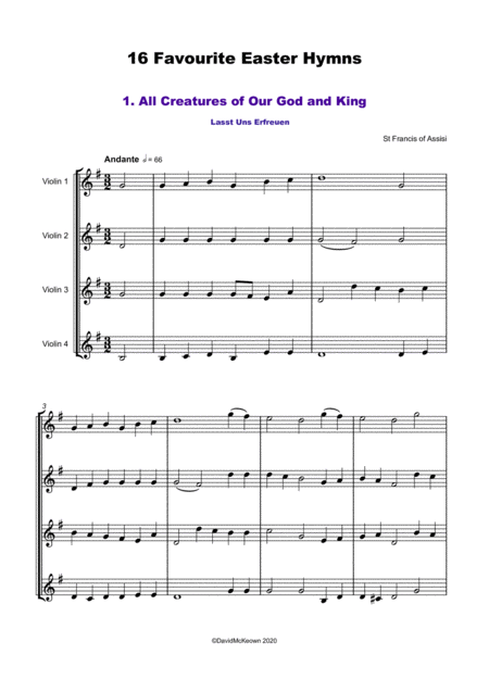 16 Favourite Easter Hymns For Violin Quartet Page 2