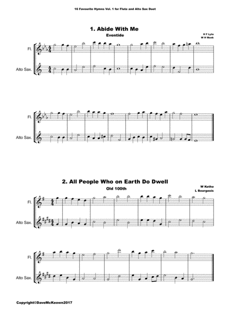 16 Favourite Hymns Vol 1 For Flute And Alto Saxophone Duet Page 2