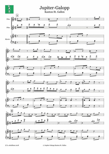 17 Swiss Folk Tune For Two Flutes And Piano Jupiter Galopp Canton St Gallen Page 2