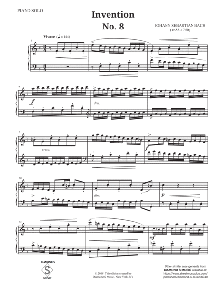 2 Part Invention No 8 In F Major By Js Bach Bwv 779 For Solo Piano Page 2