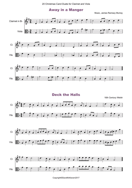 20 Favourite Christmas Carols For Clarinet And Viola Duet Page 2
