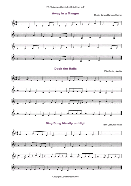 20 Favourite Christmas Carols For Solo French Horn In F And Piano Page 2