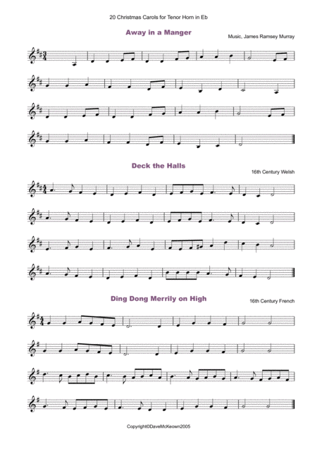 20 Favourite Christmas Carols For Solo Tenor Horn In Eb And Piano Page 2