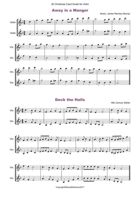 20 Favourite Christmas Carols For Violin Duet Page 2