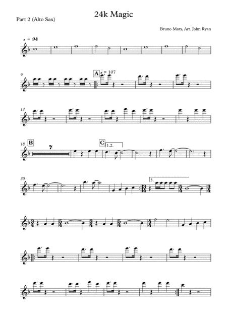 24k Magic Wedding Band Arrangement Horns Rhythm Page 2