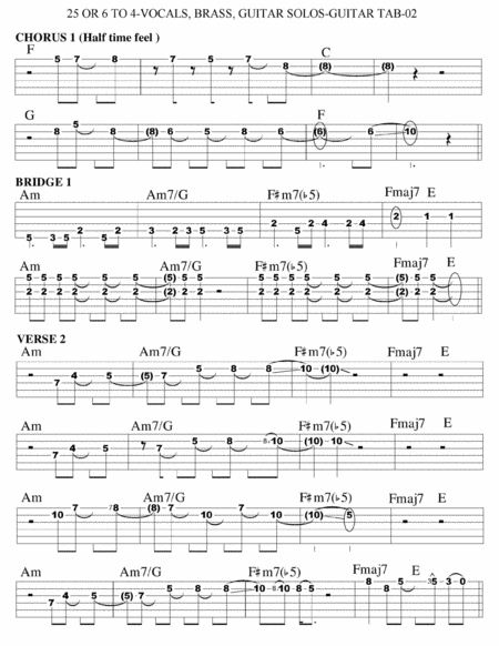 25 Or 6 To 4 Guitar Tab Instrumental Solo W Vocals Brass Page 2