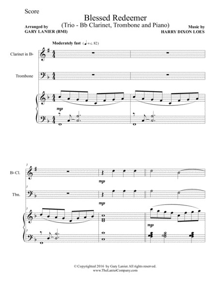 3 Favorite Hymns Trio Bb Clarinet Trombone Piano With Score Parts Page 2