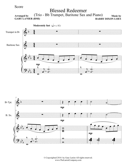 3 Favorite Hymns Trio Bb Trumpet Baritone Sax Piano With Score Parts Page 2