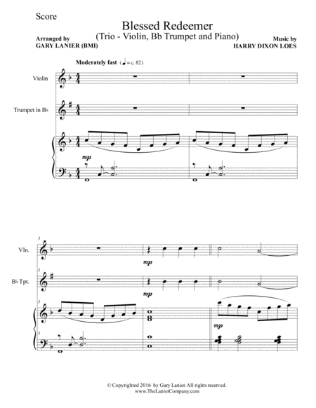 3 Favorite Hymns Trio Violin Bb Trumpet Piano With Score Parts Page 2