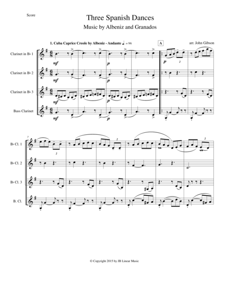 3 Spanish Dances By Albeniz And Granados For Clarinet Quartet Page 2