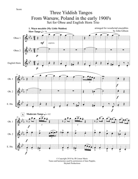 3 Yiddish Tangos For Oboe English Horn Trio Page 2