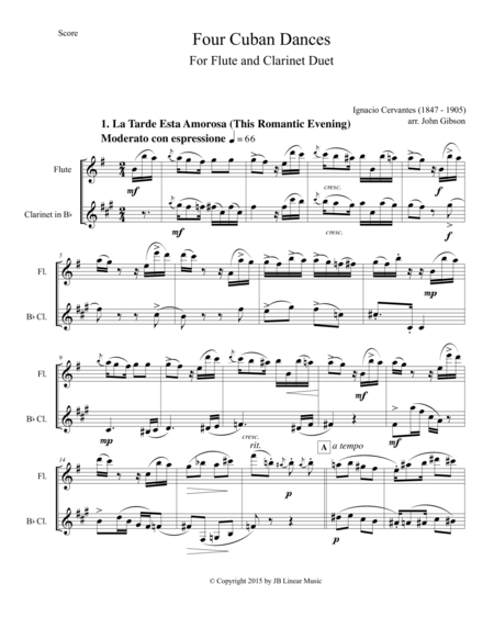 4 Cuban Dances By Cervantes For Flute And Clarinet Duet Page 2