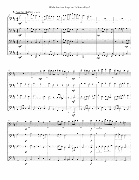 5 Early American Songs No 2 For Trombone Or Low Brass Quartet Page 2