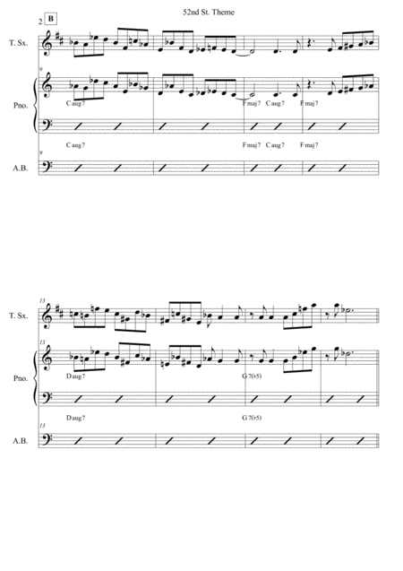 52nd Street Theme Score And Individual Parts Tenor Sax Piano Bass Page 2