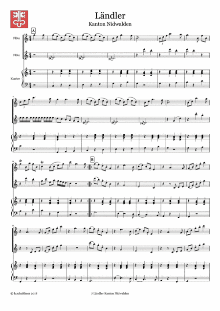 7 Swiss Folk Tune For Two Flutes And Piano Lndler Canton Nidwalden Page 2
