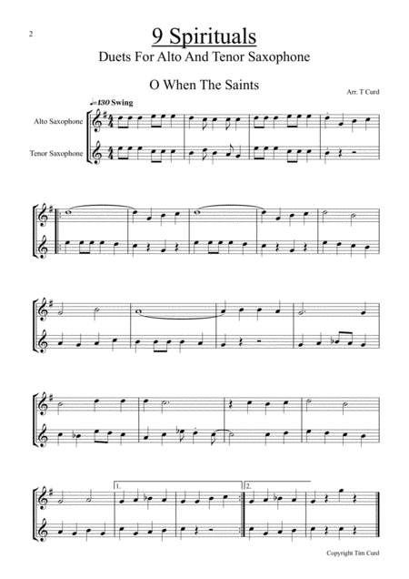 9 Spirituals Duets For Alto And Tenor Saxophone Page 2