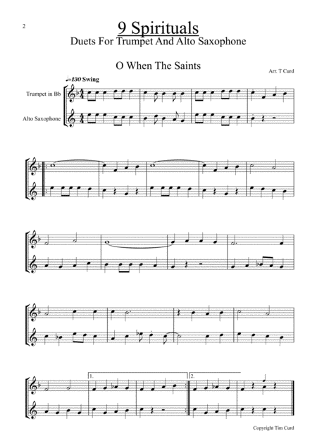 9 Spirituals Duets For Trumpet And Alto Saxophone Page 2