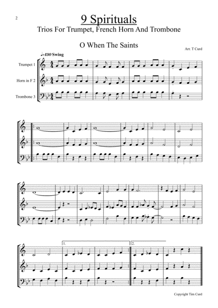 9 Spirituals Trios For Trumpet French Horn And Trombone Page 2