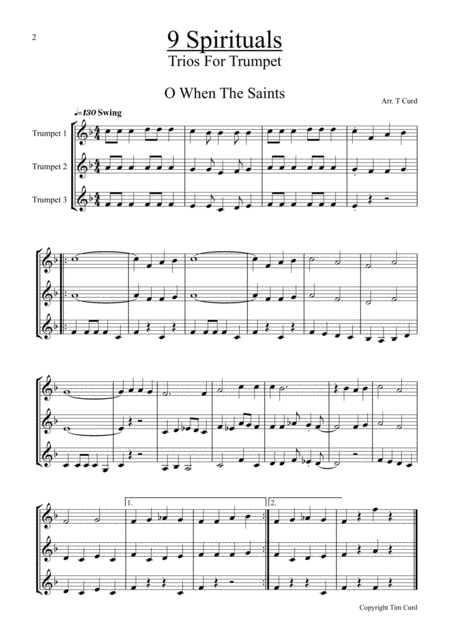 9 Spirituals Trios For Trumpet Page 2