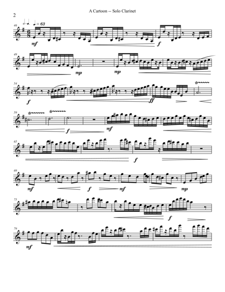 A Cartoon Clarinet Part Only Page 2