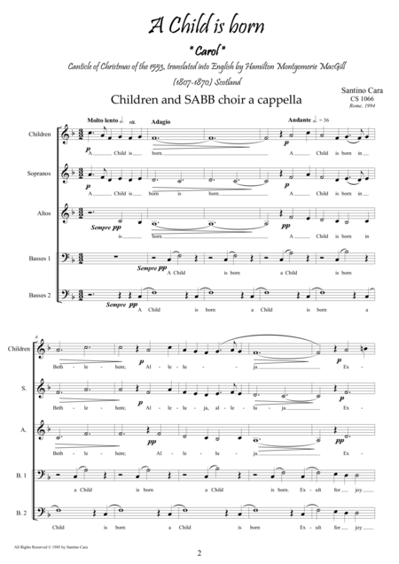 A Child Is Born Carol For Children And Mixed Choir A Cappella Page 2