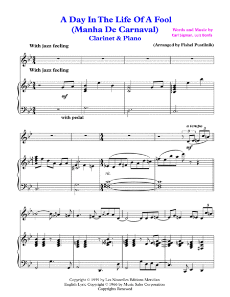 A Day In The Life Of A Fool Manha De Carnaval For Clarinet And Piano Video Page 2