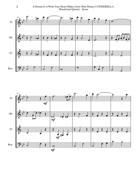 A Dream Is A Wish Your Heart Makes From Walt Disneys Cinderella For Woodwind Quartet Page 2