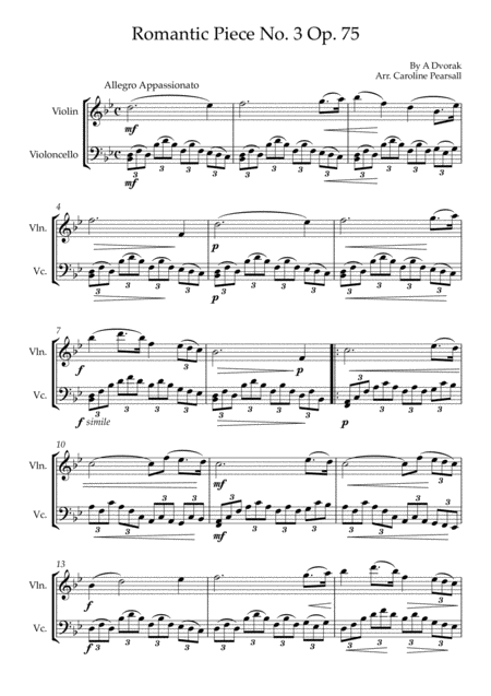 A Dvorak Romantic Pieces Op 75 No 3 Violin Cello Duo Page 2