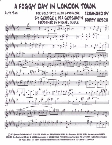 A Foggy Day In London Town For Solo Jazz Alto Saxophone Page 2