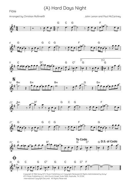 A Hard Days Night Melody For Woodwind Flute Clarinet Page 2