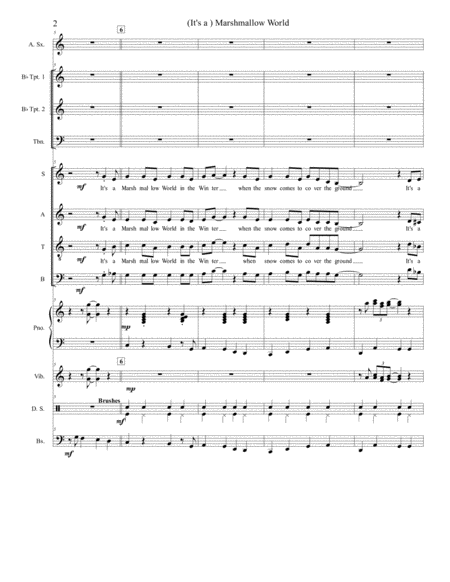 A Marshmallow World 4 Part Satb With Piano Optional 2 Trpt 1 Alto Sax Vibraphone Bass Drums Page 2