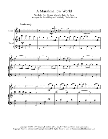 A Marshmallow World Arranged For Pedal Harp And Violin Page 2