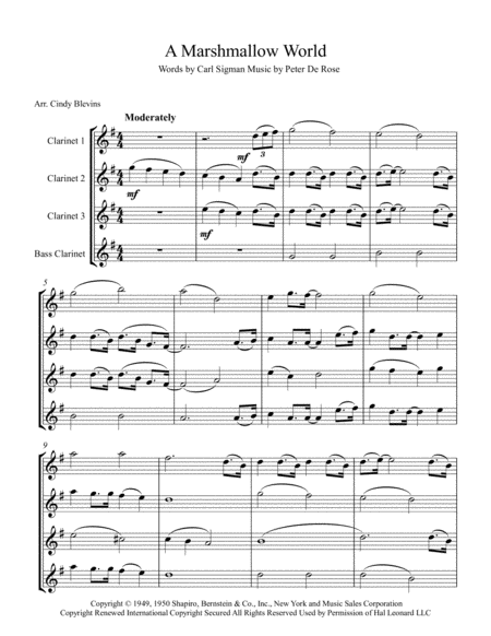 A Marshmallow World For Clarinet Quartet With Bass Clarinet Page 2