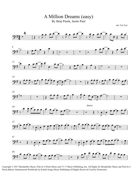 A Million Dreams Easy Version Cello Page 2