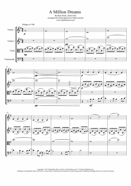 A Million Dreams For String Quartet Page 2