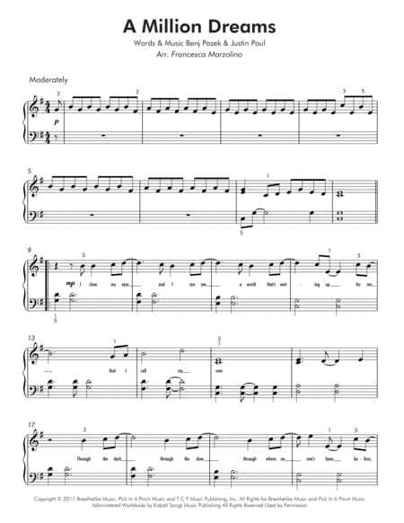 A Million Dreams From The Greatest Showman Easy Piano Page 2