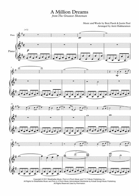 A Million Dreams From The Greatest Showman Flute Piano Page 2