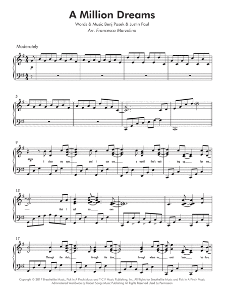 A Million Dreams From The Greatest Showman Late Intermediate Piano Page 2
