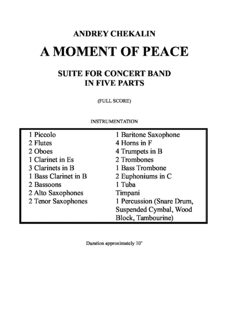 A Moment Of Peace Suite For Concert Band In Five Parts Together With Batches Of Instruments Page 2