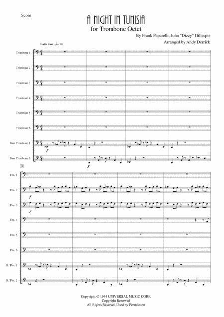 A Night In Tunisia For Jazz Trombone Octet Page 2