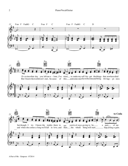 A Part Of Me Piano Vocal Guitar Page 2