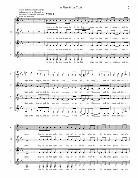 A Place In The Choir Ssaa A Cappella Page 2